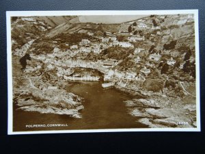 Cornwall POLPERRO Village & Harbour AERIAL VIEW - Old RP Postcard