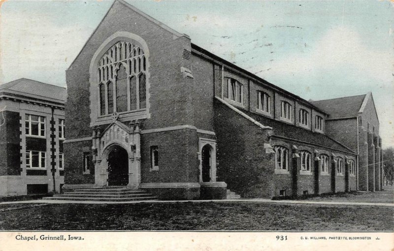 GRINNELL, IA Iowa      CHAPEL     Poweshiek County     1912 Photoette Postcard