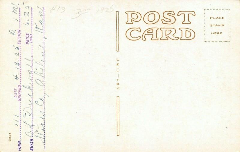 Belleville Kansas~Christian Church on Corner~Blue Sky Tint~1925 Postcard