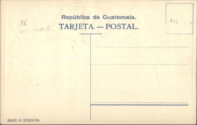 Ottmar Zieher #36 - Postage Stamps Printed on c1910 Postcard GUATEMALA