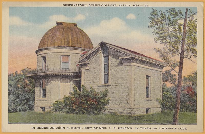 Beloit, WIS., Observatory, Beloit College, A memorial to John F. Smith