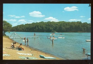 Vacationland Summer Fun Postcard, Bathers Enjoying Boating & Swimming At Lake