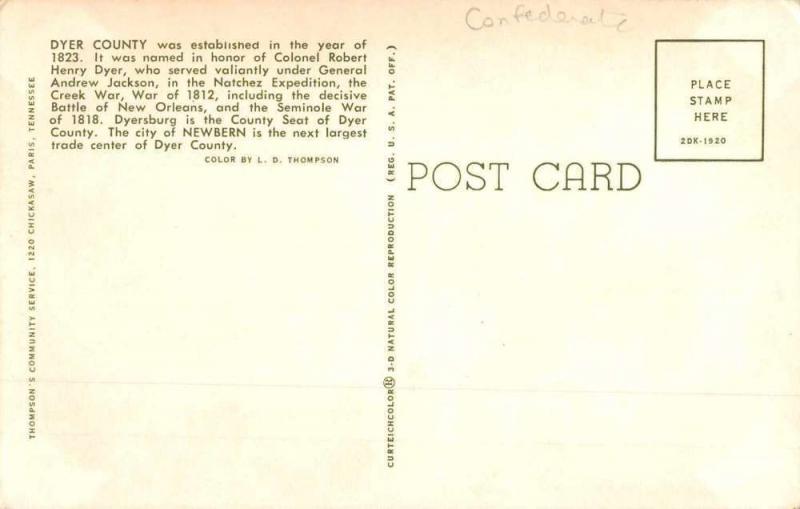 Dyersburg Tennessee Court House Confederate Monument Vintage Postcard K72762