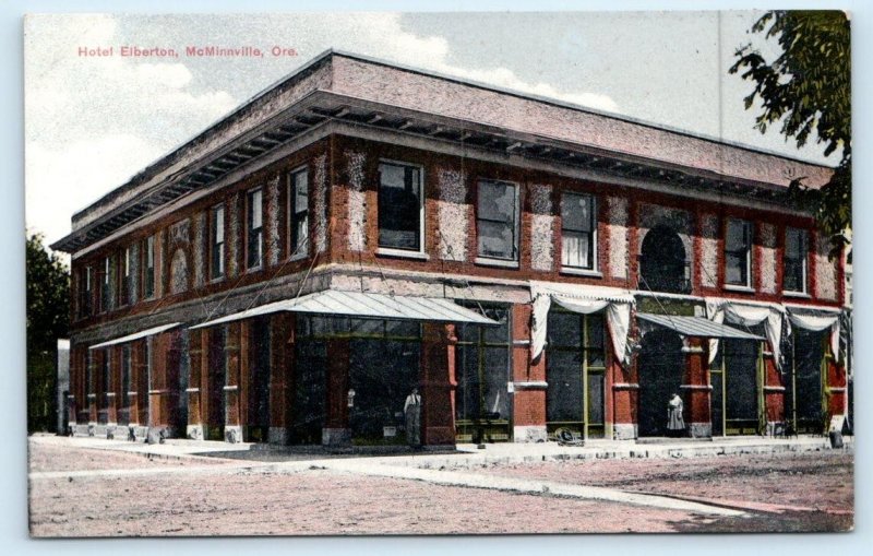 McMINNVILLE, Oregon OR ~ HOTEL ELBERTON Yamhill County 1908 Postcard