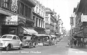 RPPC CARS CHINATOWN SAN FRANCISCO CALIFORNIA REAL PHOTO POSTCARD (1940s)