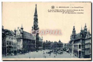 Old Postcard Brussels Grand Place Left To the & # 39Hotel City right the King...