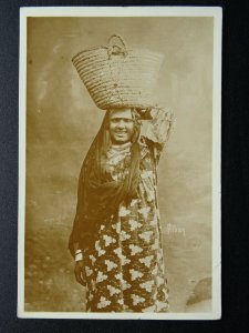 Africa Egypt Cairo EGYPTIAN WOMAN CARRYING BASKET Old RP Postcard by C.P.T.