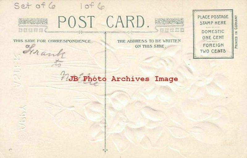 6 Postcards Set, Easter, Winsch 1910, Schmucker, Women in Flower Faces,Butterfly