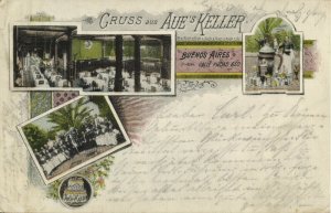 argentina, BUENOS AIRES, Aue's Keller, Calle Piedad, Cafe (1901) Litho Postcard