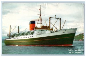 1961 Ship Sailing Scene T.E.V Maori New Zealand Posted Vintage Postcard