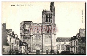 Old Postcard Sens The Cathedral and Place