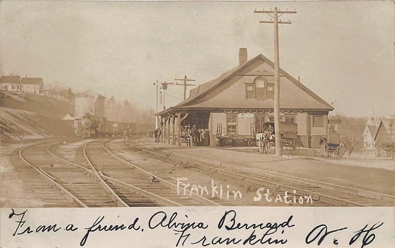 Franklin NH Railroad Station Train Depot 1906 RPPC Postcard