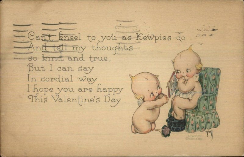 Rose O'Neill Kewpies Valentine c1920 Postcard