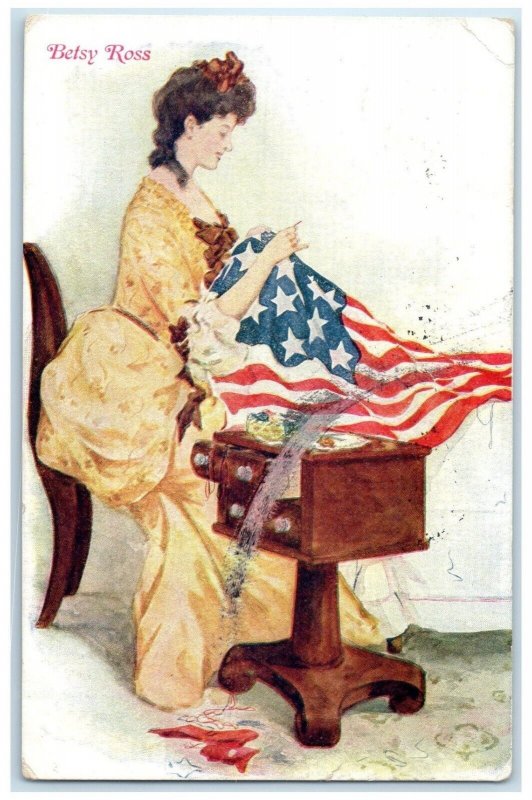 Anaconda Montana MT Postcard Betsy Ross Making American Flag Patriotic 1908