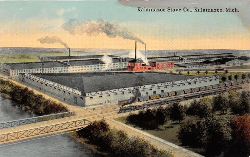 Kalamazoo Michigan~Kalamazoo Stove Co~Steam Train in Foreground~Smoke Stacks~'10