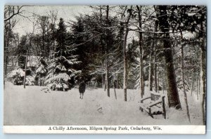 Cedarburg Wisconsin WI Postcard Chilly Afternoon Hilgen Spring Park Bench 1910