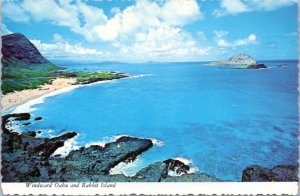 Postcard HI - Windward Oahu and Rabbit Island aerial