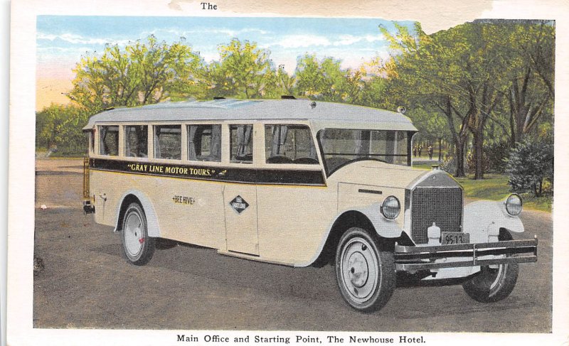 Gray Line Bus Newhouse Hotel Salt Lake City Utah 1920s postcard