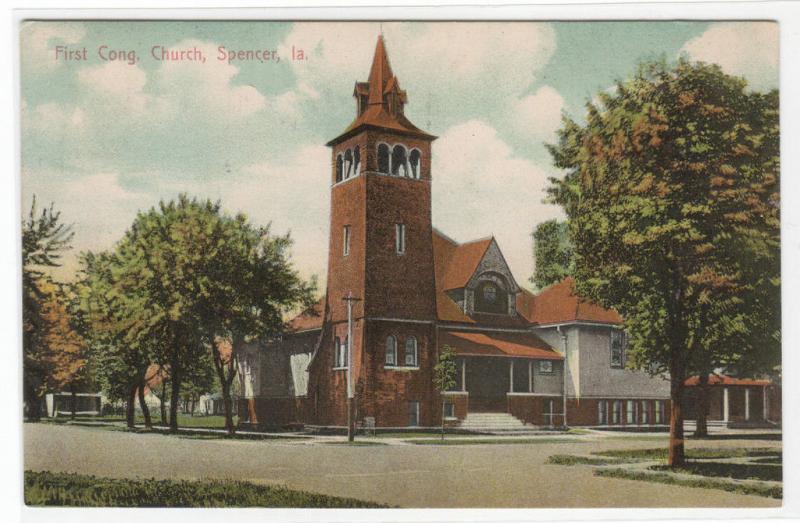 First Congregational Church Spencer Iowa 1910 postcard