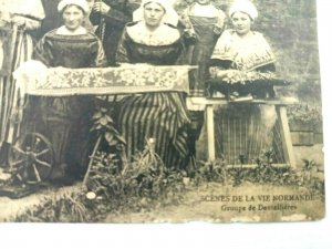 Vintage Postcard Scenes De La Vie Normande Groupe de Dentellieres France 