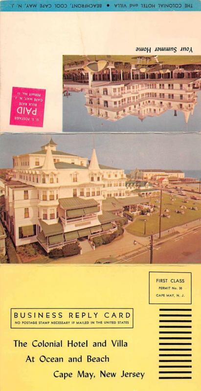 Cape May New Jersey Colonial Hotel Tri-Fold Vintage Postcard J927665