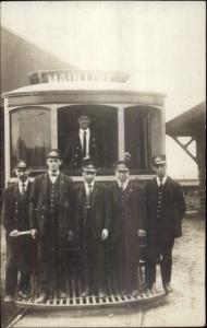 Mainline Trolley Close-Up Motormen Unidentified Real Photo Postcard c1910