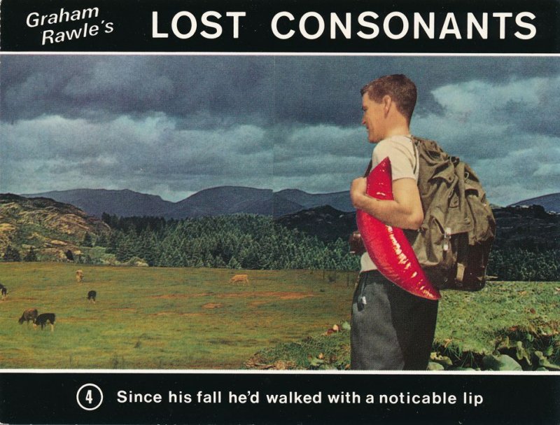 Graham Rawle's Lost Consonants - Humor - Pun - Walking with a noticeable Lip