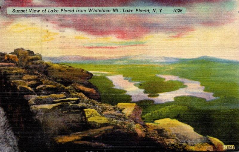 New York Adirondacks Lake Placid Sunset View From Whiteface Mountain 1947