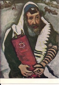 JUDAICA Marc Chagall,  Rabbi with Torah, Scroll, Jewish Art