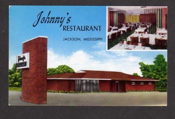 MS Johnnys Restaurant JACKSON MISS Postcard MISSISSIPPI