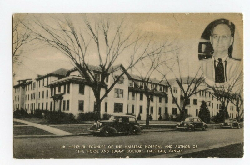 Postcard Dr. Hertzler Halstead Hospital Horse and Buggy Dr. Standard View Card 