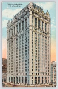 State View~West Street Bldg NYC~Classic Cars~Crowds~Underhill 1907 Postcard