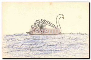 Old Postcard Fancy (drawing hand) Swan Bird