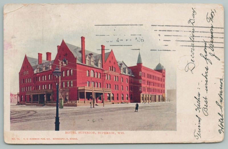 Superior Wisconsin~Hotel Superior~c1905 Postcard