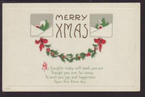Merry Christmas,Holly Postcard 