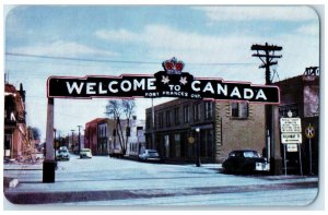 c1950's Arch Gateway Welcome to Canada Fort Frances Ontario Canada Postcard