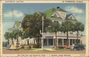 St. Petersburg FL Beverly Hotel Linen Postcard