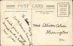 Christmas Children Sailor Boy Bell Holly Embossed Vintage Postcard