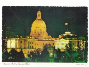 Legislative Building, Edmonton, Alberta, Chrome Night View Postcard