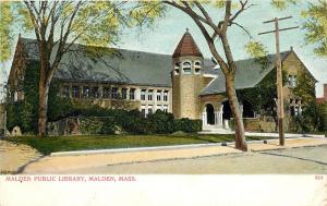 c1906 Postcard; Malden Public LIbrary, Malden MA Middlesex County Unposted