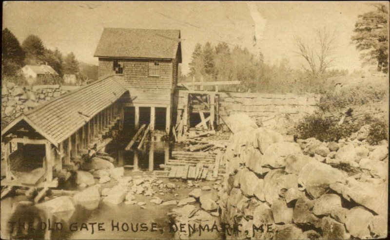 Denmark ME Old Gate House Water Mill c1910 Postcard