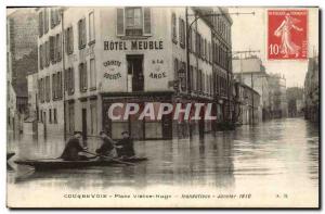 Old Postcard Courbevoie Place Victor Hugo Inondatiosn January 1910 Hotel Furn...
