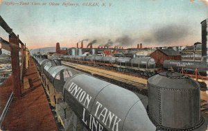 TANK CARS AT OLEAN REFINERY UNION TANK LINE TRAIN NEW YORK POSTCARD 1908