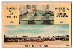 c1940's Summerton Motel And Dining Room Roadside Scene SC Unposted Postcard