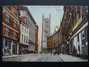 Derbyshire DERBY Irongate & All Saints Church c1904 Postcard