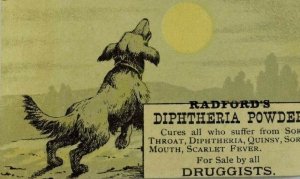 1880's-90's Radford's Diphtheria Cure-All Powder Dog Howling At Moon P98