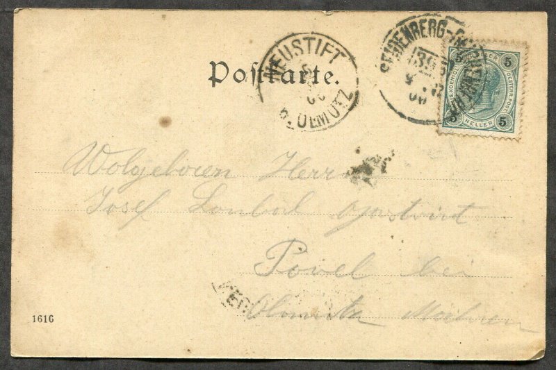 h3524 AUSTRIA Czechia 1900 BAHNPOST on Gruss aus Friedland Picture Postcard. RPO