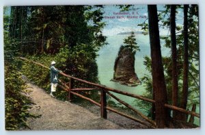 Vancouver British Columbia Canada Postcard Siwash Rock Stanley Park 1929 Antique