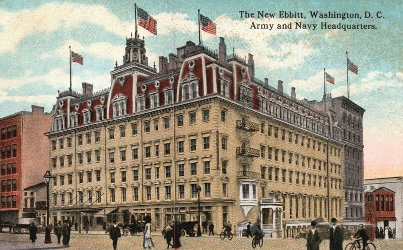 Vintage Postcard 1910's Army and Navy Headquarters The New Ebbitt Washington DC