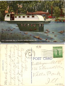 Rainbow Springs FL Underwter Boat Postcard Used (47374)